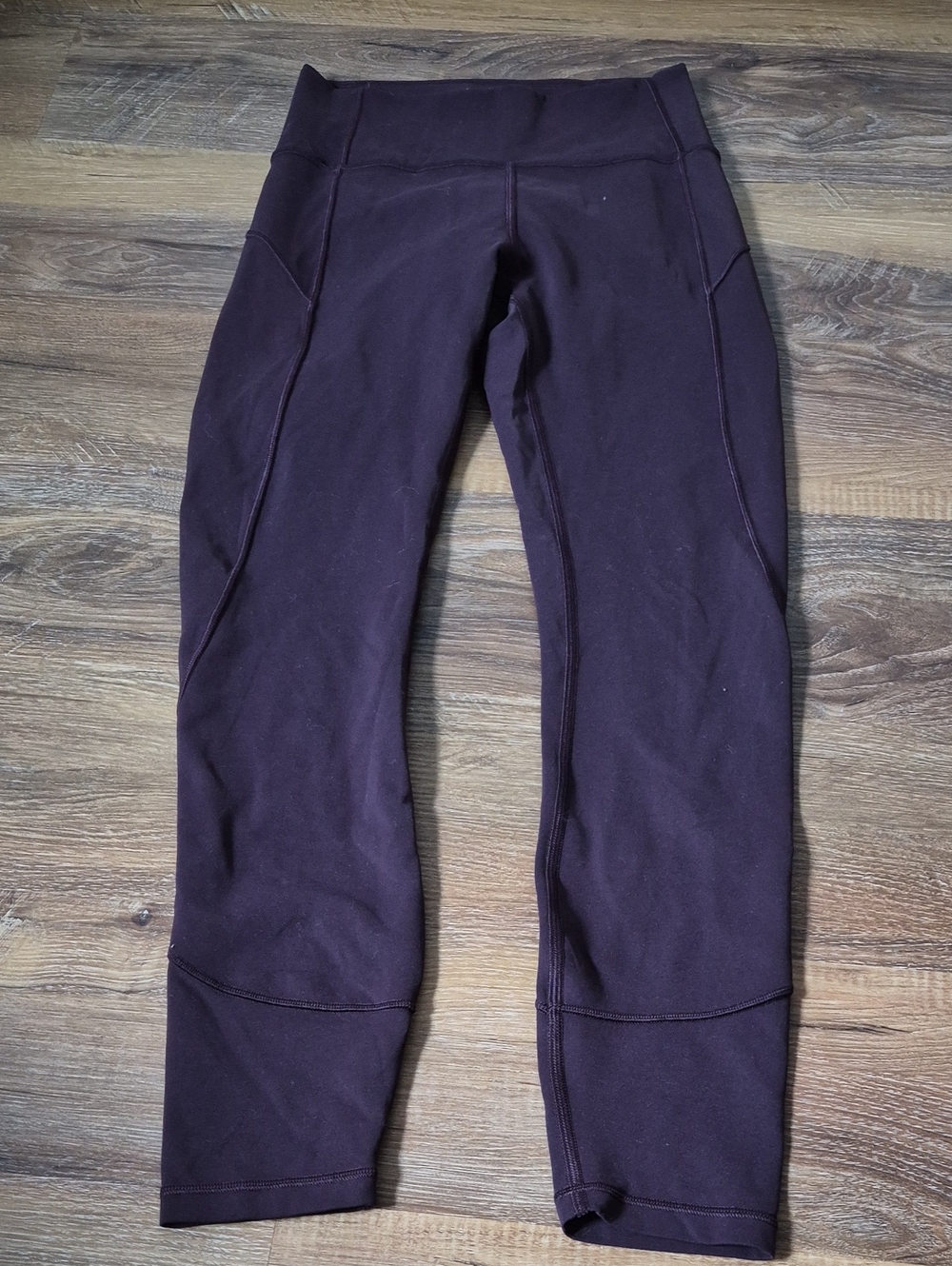 Lululemon Deep Plum Burgundy High Waisted Cropped Active Leggings Size 4